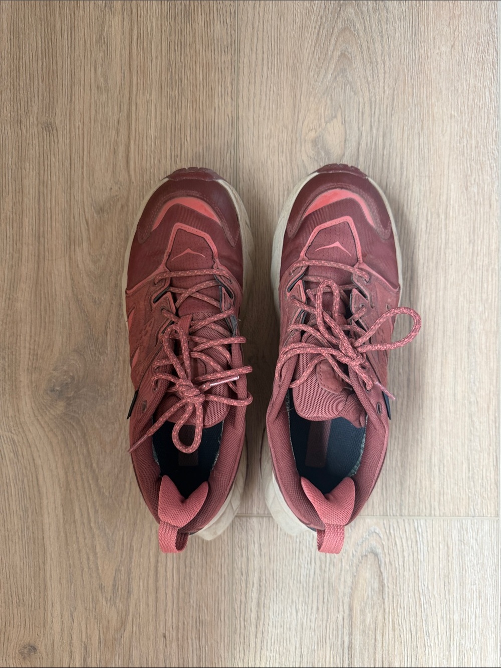 Hoka One One Anacapa Low GTX trail hiking shoes in a clay red
